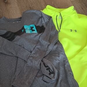 Under Armour Kids Gray and Neon Yellow Sweatshirts